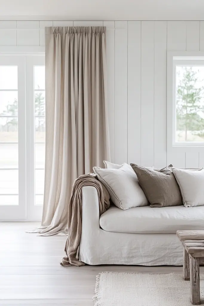 Featured image for Neutral Living Room Curtain Ideas