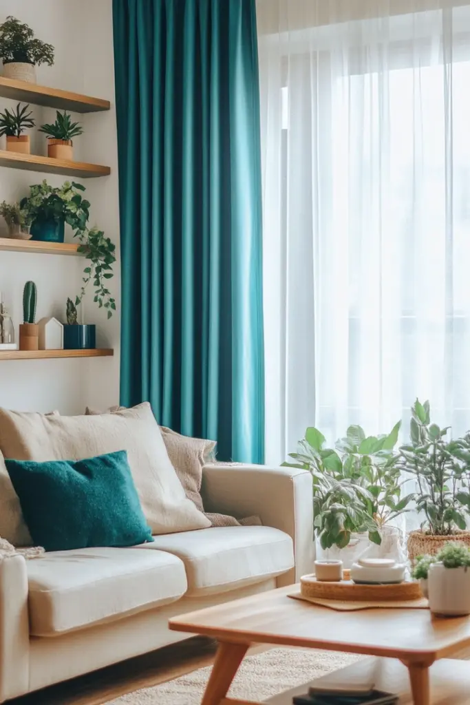 Featured image for Teal Living Room Curtain Ideas
